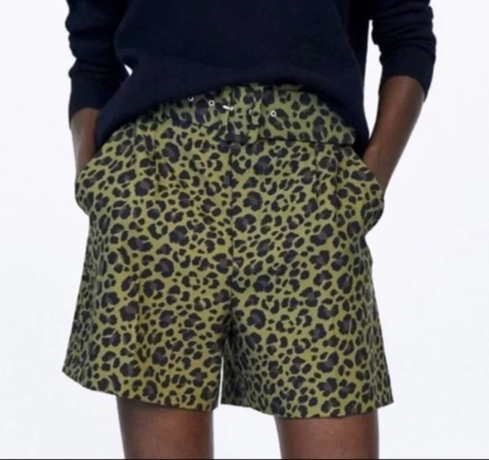 Zara High Waisted Leopard Print Shorts